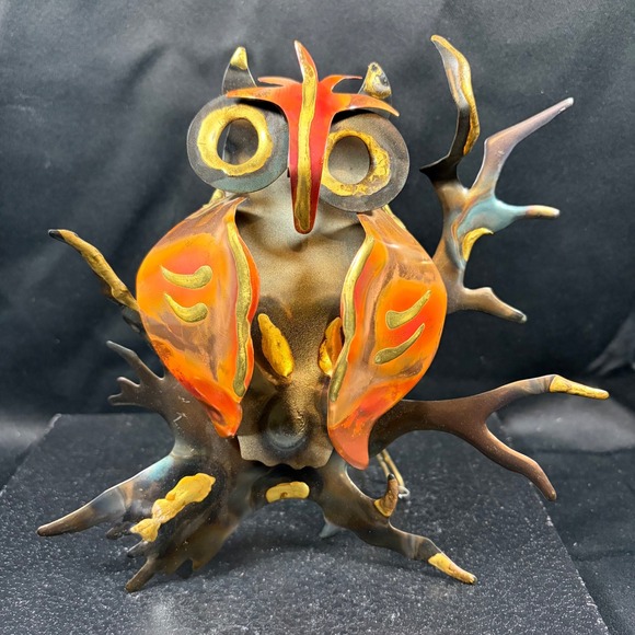 Other - Vintage Brutalist Owl Sculpture Metal Enamel Mid Century Modern Art 6"